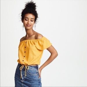 Madewell Off the Shoulder Top Ribbed Crop Size Small